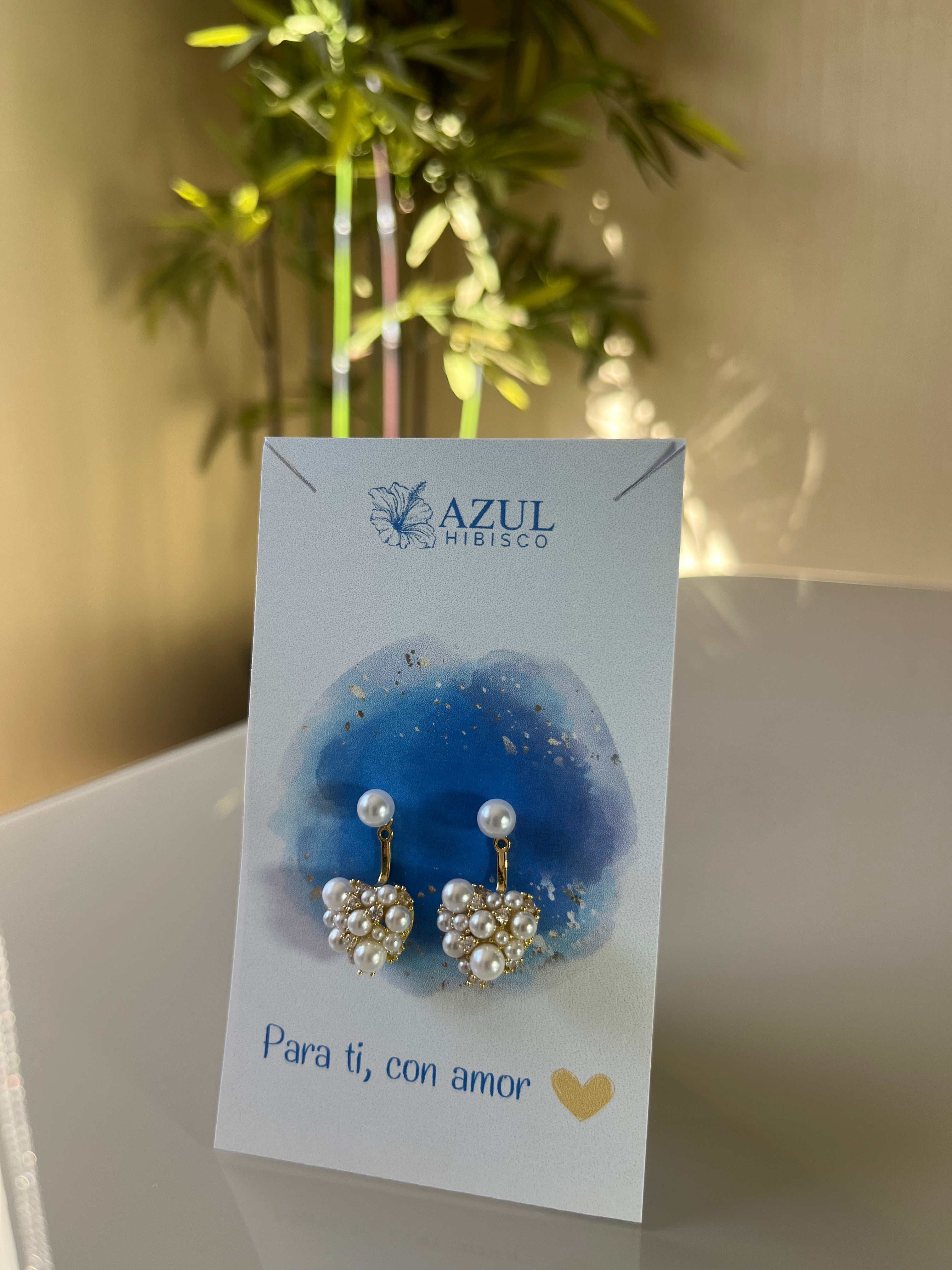 Aros corazón con perlas